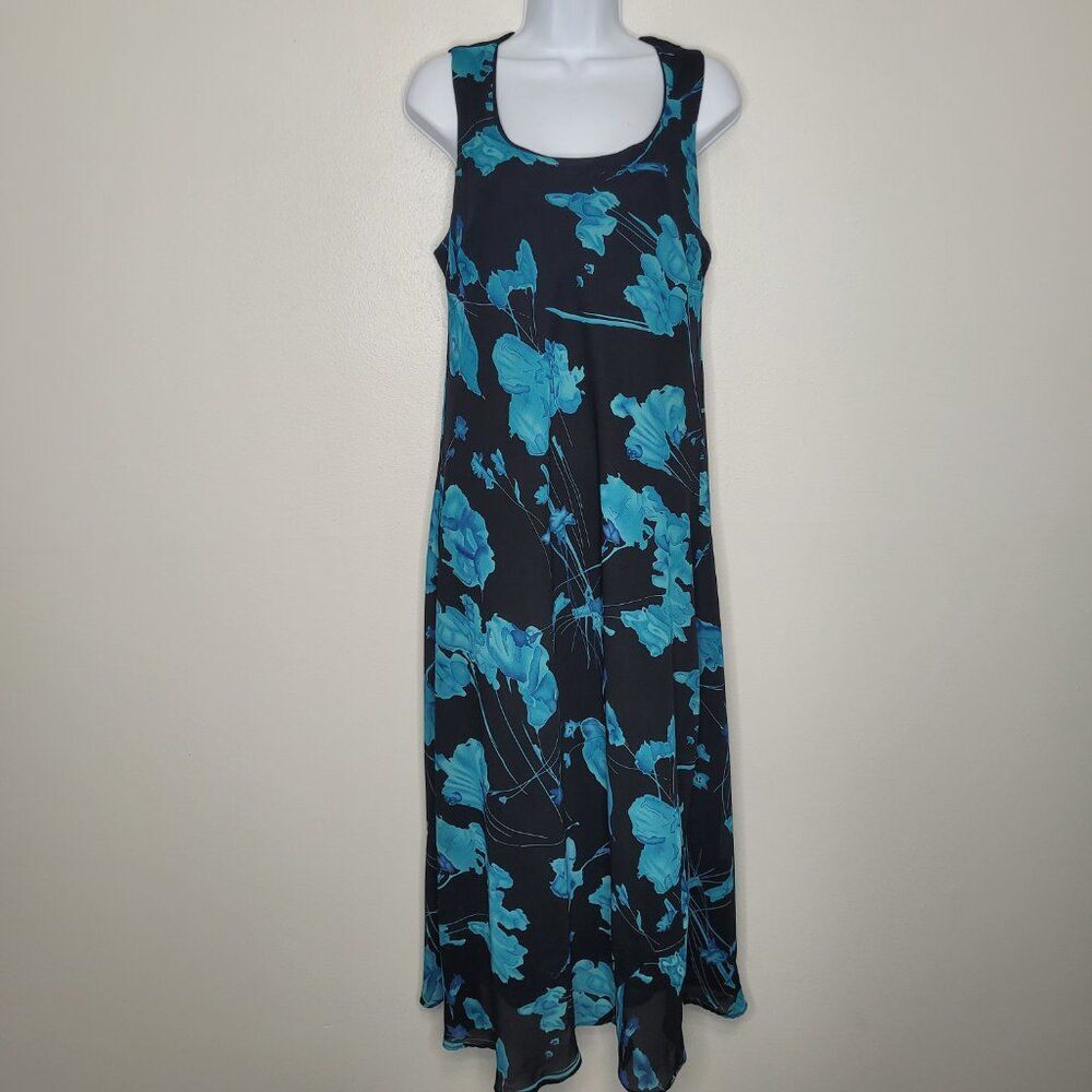 Premier blue green floral vacation midi maxi dress size large